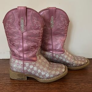 Roper Girls' Glitter Checker Western Boots - Square Toe